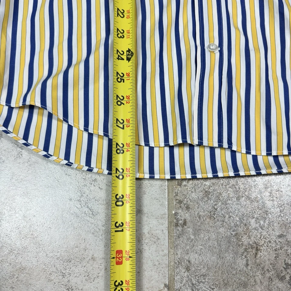 Camisa listrada masculina Paul & Shark 40 branca azul amarela manga longa feita na Itália - Imagem 4 de 4