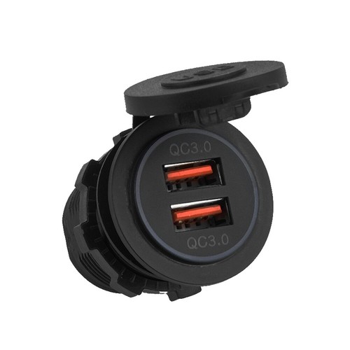 Dustproof Black Double USB Car Accessory QC3.0 Car For - Photo 3 sur 6