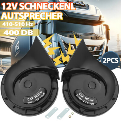2X 400DB Fanfare Hupe Druckluft Horn Nebelhorn Motorrad Auto Signalhorn 12V Laut