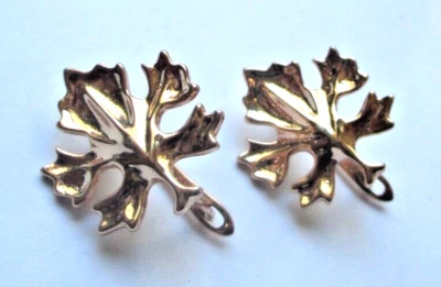 Boucles d'oreilles percées feuille d'érable or rose poinçonnées 585 RG bijou 342 - Photo 1/3