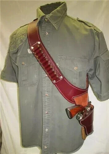 Coldre de couro ajustável para arma com suporte de munição alça de ombro - Imagem 4 de 4