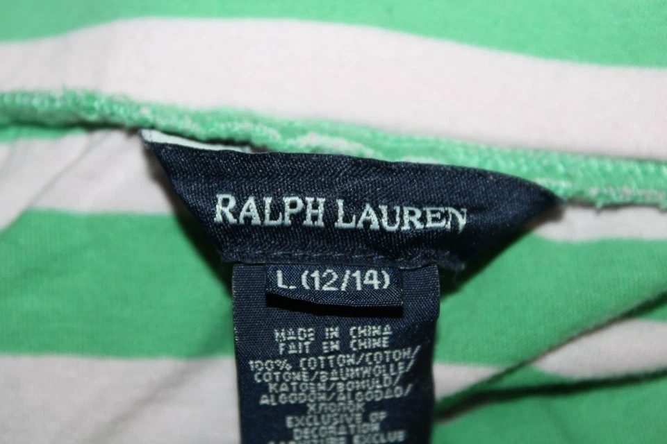 Ralph Lauren - Niña 12/14 - Verde y Gris Rayas Volantes en Niveles Jersey Minifalda Foto 3 de 3