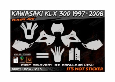KAWASAKI KLX 300 1997-2008 template vector 1/1 real scale EPS-PDF-CDR