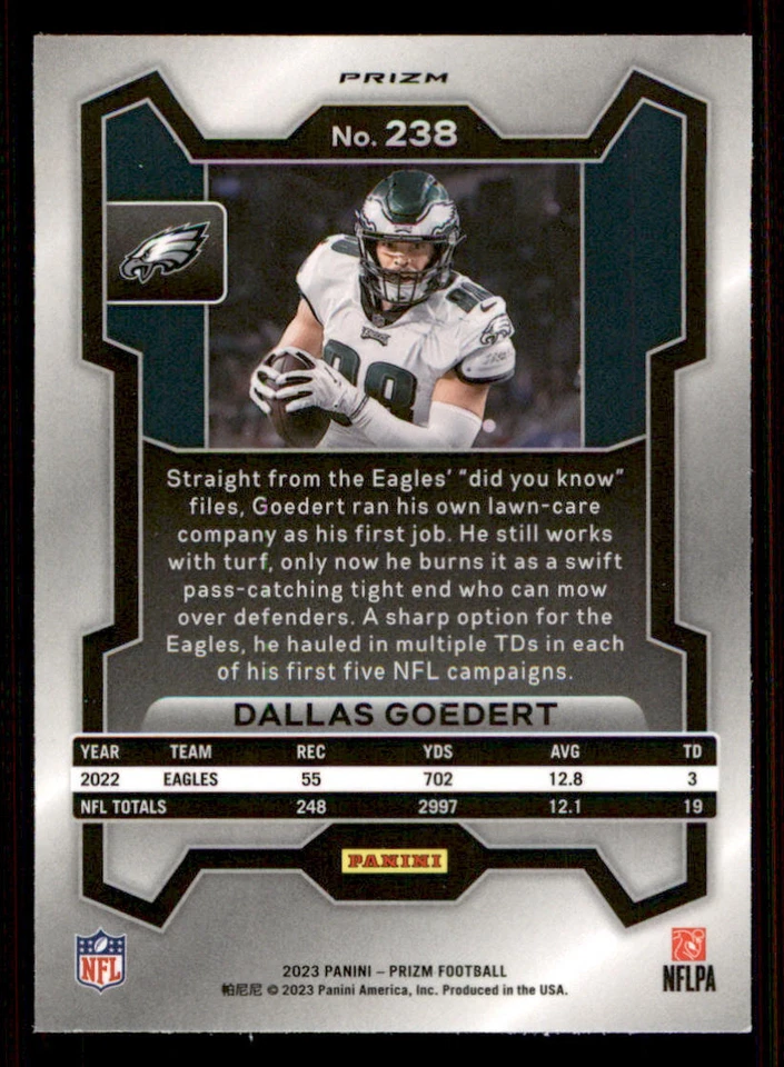 2023 Panini Prizm Prizms Red White and Blue #238 Dallas Goedert - Image 2 of 2