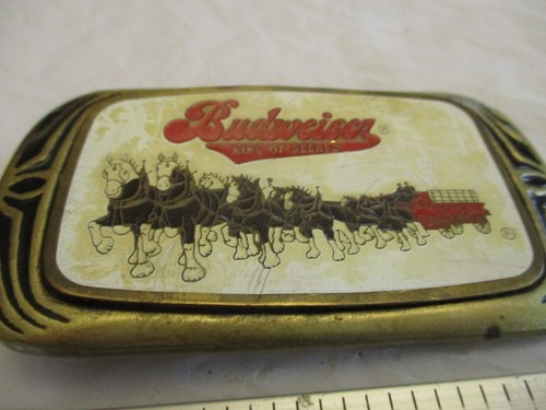 1983 Budweiser Clydesdale Wagon Brass NAP Co. Belt Buckle USA - Picture 2 of 5