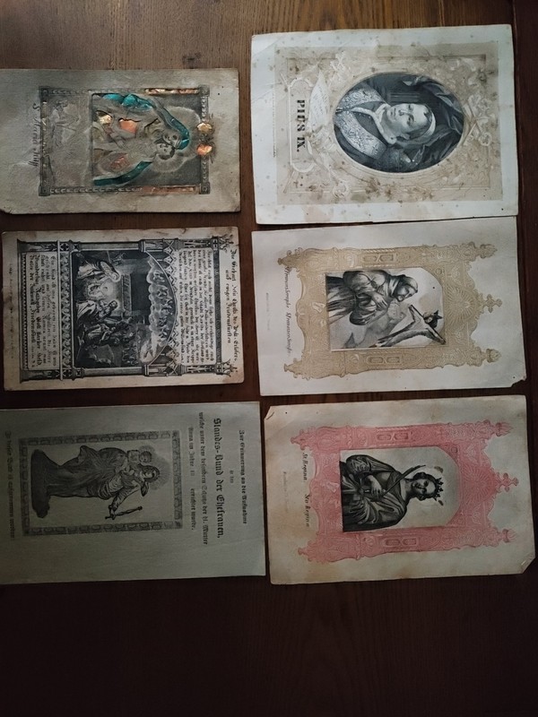  lot of 6 Catholic Devotional Cards From 1850s Early 1900s