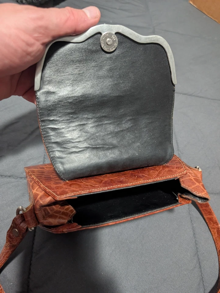 VINTAGE Ann Turk por Glen Miller Couro Marrom Jacaré/Crocodilo Ornamentado... - Imagem 3 de 4