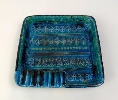 Vintage Aldo Londi for Bitossi Teal Blue Green Italian Candy Dish Ash Tray VG
