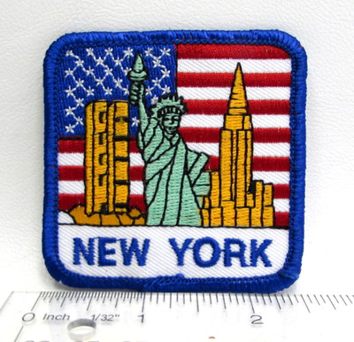 Vintage Statue of Liberty New York NY Jacket Patch Skyline Flag Travel Souvenir