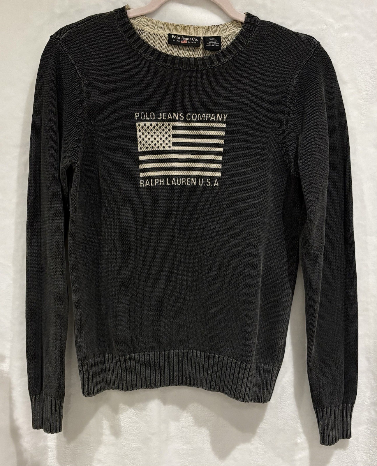 Vintage Polo  Jeans Company Ralph Lauren U.S.A. American Flag Sweater Size S