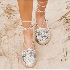 Alpargatas de cuero Jasper & Jeera Rosecut para mujer 8 blancas boho