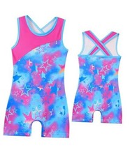 Gymnastic Leotard for Girls Criss-Cross Strap 5-6 Years Tie-dye With Star