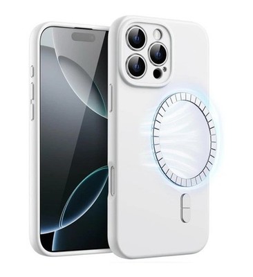 JETech iPhone 16 Pro Magnetische Flüssig Silikon Hülle Silky Soft Touch Weiß