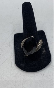 Sterling Silver Onyx & Marcasite Cocktail Ring 11.82g