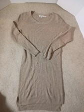 Madewell Sweater Dress XXS Tan Beige Knit Raglan Long Sleeve High Low Slit Fair