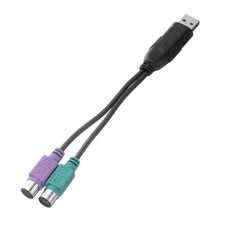 USB to PS/2 Adapter, USB A Male to Dual PS/2 Female Converter, Black