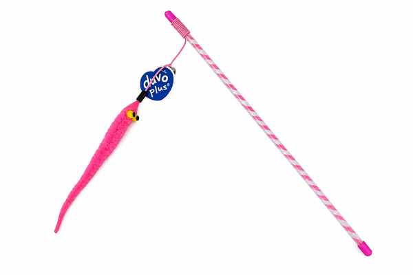 Duvoplus Spielangel Katzenangel Schlange Mit GlöCkchen 45,5Cm FüR Katzen, Pink-image