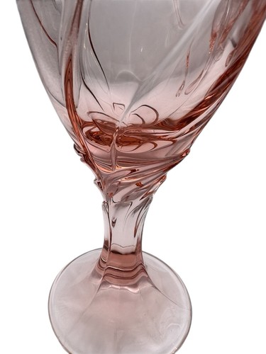 NORITAKE Sweet Swirl Peach Ice Tea Wine Goblets Glasses Set Of 4 - Picture 6 of 9