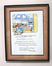Sweet Finished Counted Cross Stitch Poem to Mothers Dbl Matted/Framed 12x15