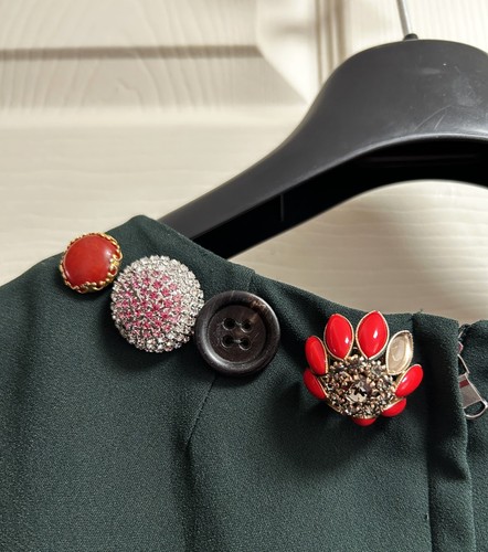 £3719 DOLCE & GABBANA CREPE EMBELLISHED BUTTONS Dress 46 IT / 12 - 14 UK - Picture 12 of 19