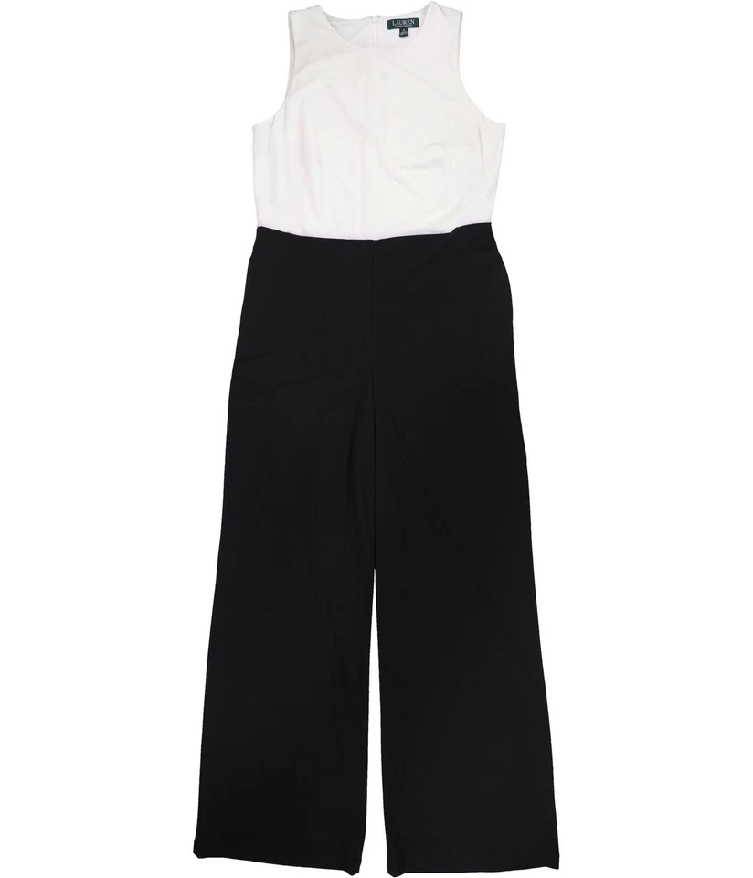 Ralph Lauren Womens 2-Tone Jumpsuit, blkwhite, 12