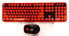 Fopett Wireless Keyboard  Mouse Combo 104 Keys USB Plug  Play Black/Red