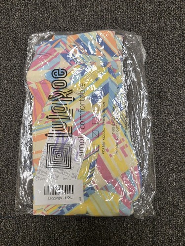 Lularoe Kids L/XL Leggings- Summer Stripes- Pink, Yellow, Cream, Blue, Purple - Picture 5 of 6