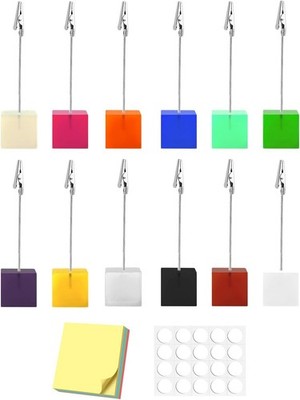 Table  Holders, 12 pcs Rainbow Colors P Clip Stand，Place