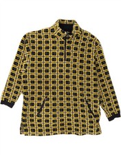 VINTAGE Mens Zip Neck Fleece Jumper UK 44 XL Yellow Check DC90