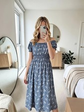Summer Blue Floral Dress Size M/L