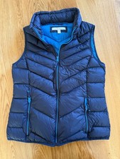 Esprit leichte Daunen Weste mit Stehkragen Größe 40 dunkelblau zweifarbiger RV