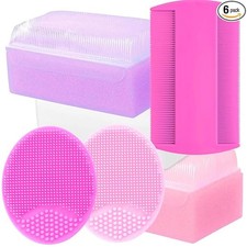 Cradle Cap Treatment Baby Brush Sponge Comb Set 6 Piece Pink