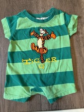 Vintage 2000s Y2K Disney Store Winnie The Pooh Tigger Baby Romper Outfit Green
