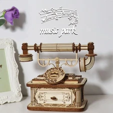 Creative Retro Telephone 3D Wooden Puzzle for Adults Tabletop Model Kits Decorat