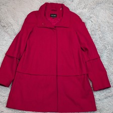 Nine West Jacket Womens 8 Red Wool Blend Pockets Button Up Comfy Casual Coat