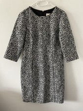 Reiss Leopard Animal Print Sheath Dress Knee Length Formal Work Size 14 Pencil