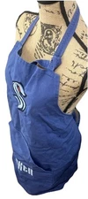 Seattle Kraken Hockey Team Workers Cooking Baking Apron One Size Blue Sewn Logos