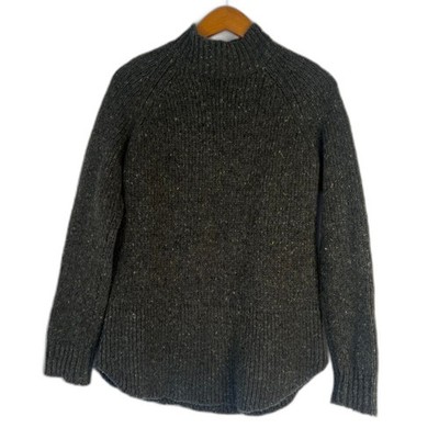 Cynthia Rowley Mock Neck Back Button Detail Wool Blend Sweater Size SM Green