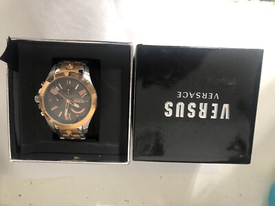 VERSUS VERSACE Chrono Lion Bracelet Watch Men Rose Gold/Silver