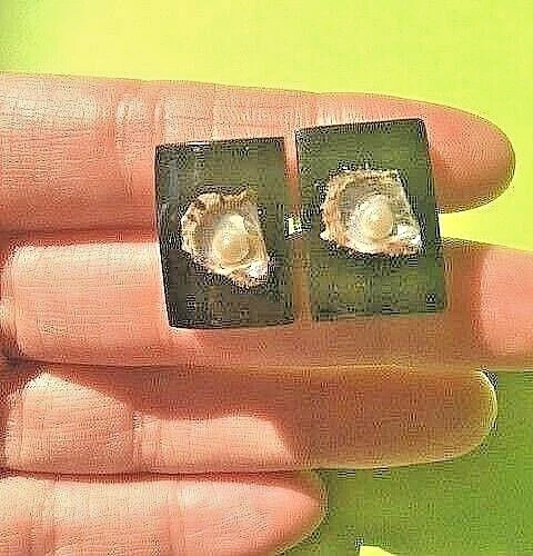 PEARL CUFF LINKS - EXOTIC GENUINE ANTIQUE PANAMA PEARLS- 79 YRS OLD SPECTACULAR - Image 2 of 4