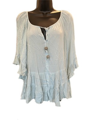 NANETTE LEPORE Boho Mint Ruffle Blouse - size 10