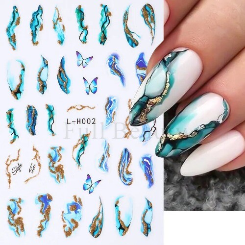Marble Ink Blooming 3D Nagelsticker Schmetterling Wellenlinie Rauch Streifen Nageldeko - Bild 3 von 36