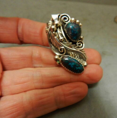 RARE NAVAJO T. HASTEEN BISBEE TURQUOISE & STERLING RING, SZ 8 , AZ ESTATE FRESH