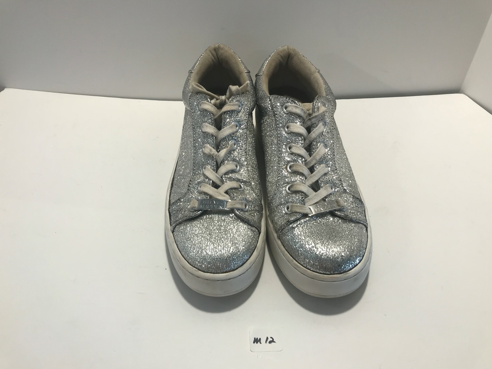 Steve Madden Silver Glitter Sparkle Trainers Sneakers… Gem