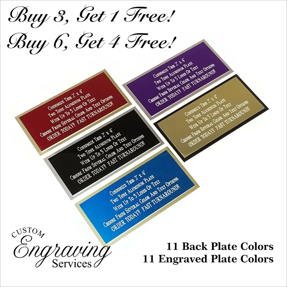 CUSTOM ENGRAVING SERVICES Engraved Plate 2"x4" Custom TWO TONE Aluminum Name Plate Tag Plaque Label Gift