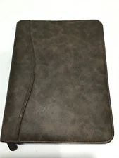 Day-Timer Classic Size Binder 1" Rings Brown Simulated / Faux Leather Zip Around