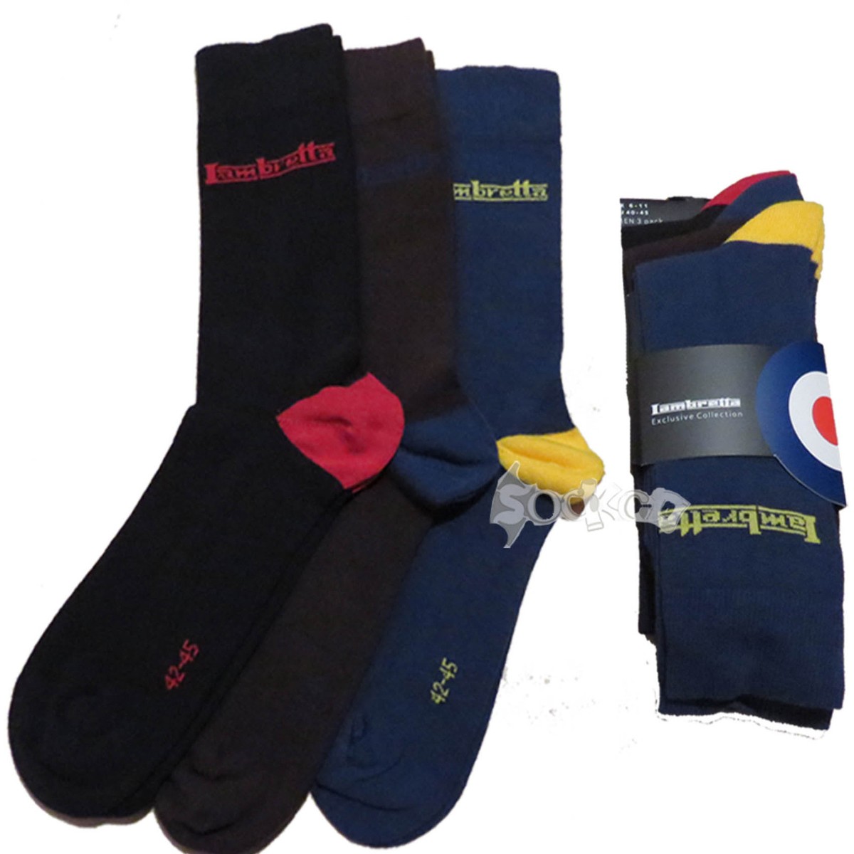 Calzini Lambretta Target 3 Paia Di Calzini Lambretta - Cotone Blend, Taglia Unica 6-11, Perfetti Per Look Casual E Comodi Cilindro Lambretta