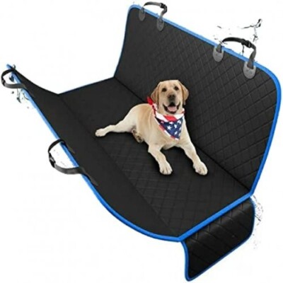 ASOF Back Seat Cover Protector for Dogs - Blue Border