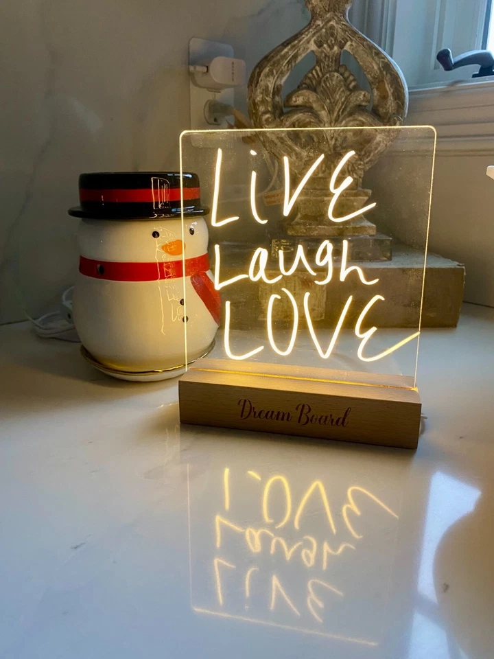 Stylish Acrylic LED Writing Board with Finished Wooden Base  - Image 2 of 4