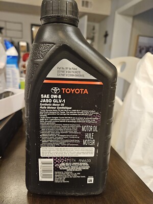 6 Quarts Toyota Genuine 0W-8 JASO GLV-1 Synthetic Motor Oil OEM